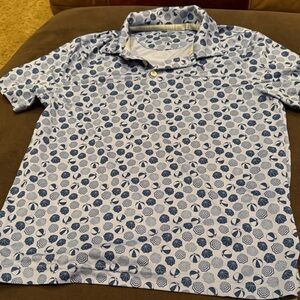 Puma Blue and White Patterned Polo Shirt youth medium  9 10